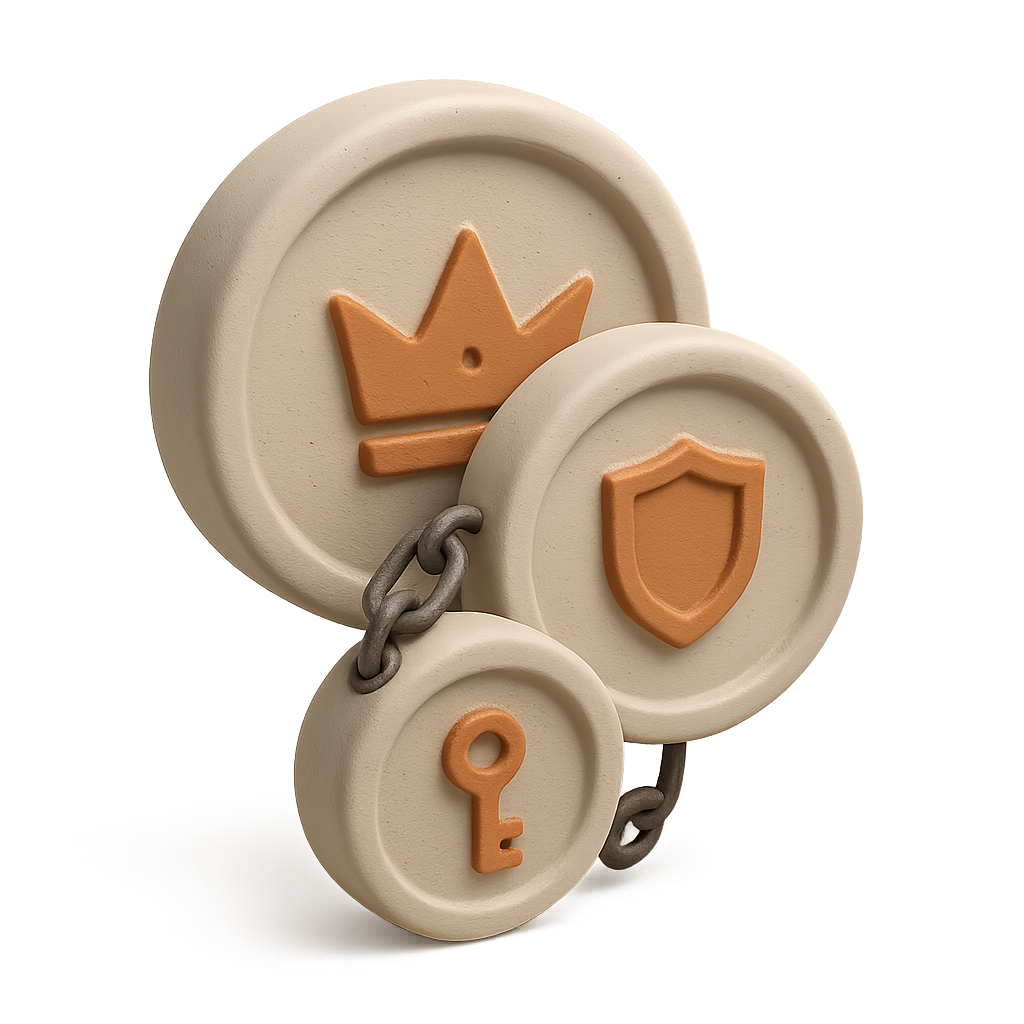 Certificate chain of trust with linked crown shield and key