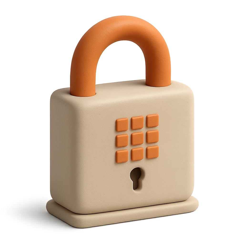 Padlock with keypad representing encrypted key storage
